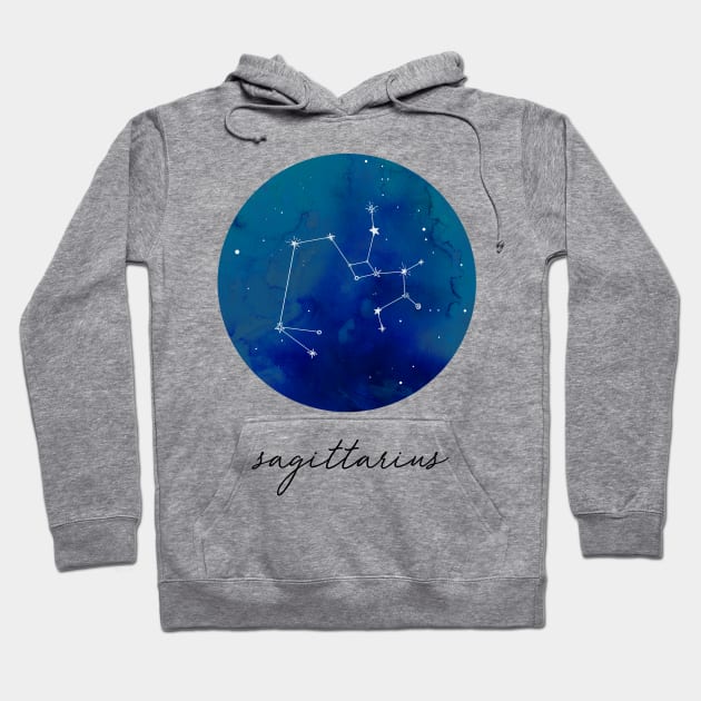 Sagittarius Watercolor Zodiac Constellation Hoodie by aterkaderk